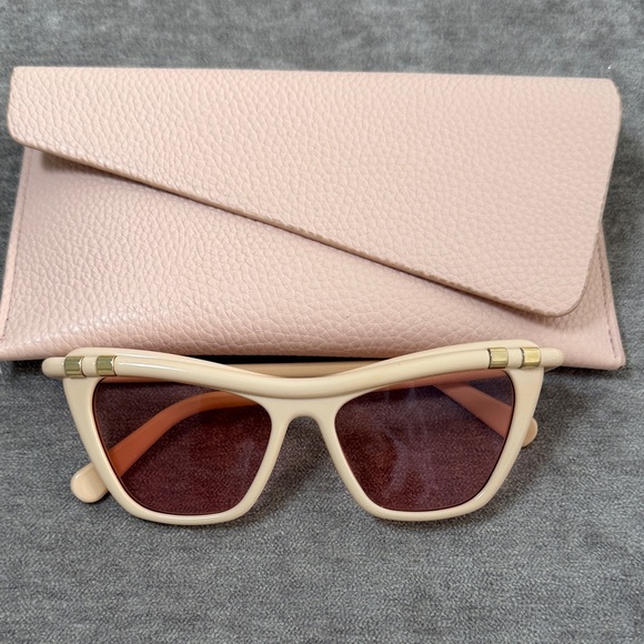 Zimmermann Accessories - Zimmerman Cateye Cream Sunglasses with Pink Case